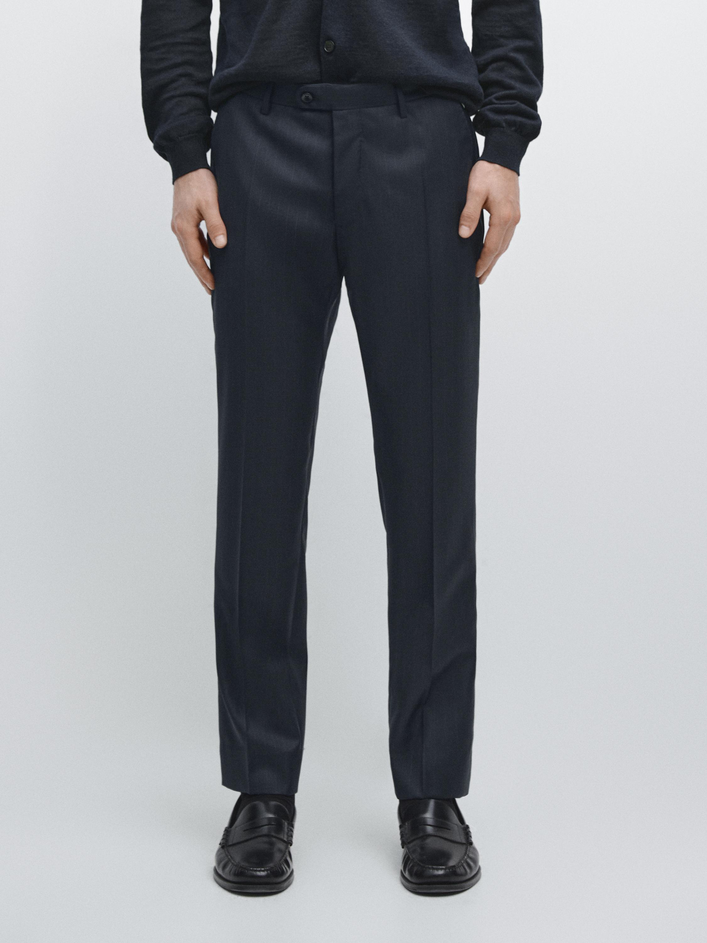 Striped cool wool suit trousers